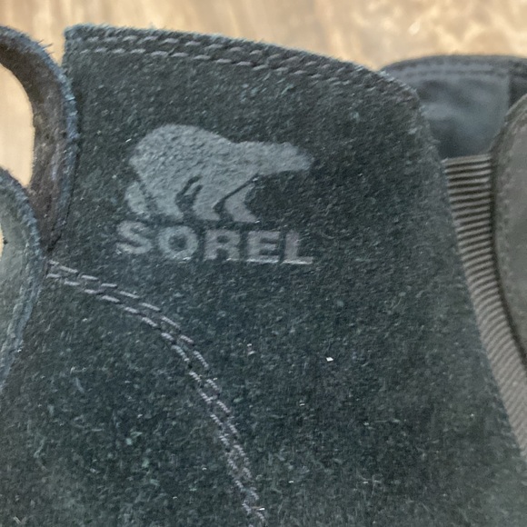 Sorel Evie Pull On Wedge Bootie Black Suede and Leather size 7.5 Waterproof - Picture 8 of 9